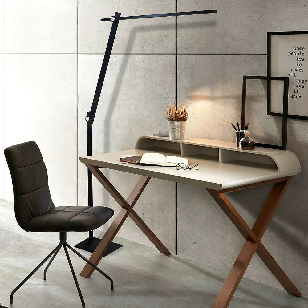 LUMILIGHT Lampadaire LED double bras à éclairage direct noir