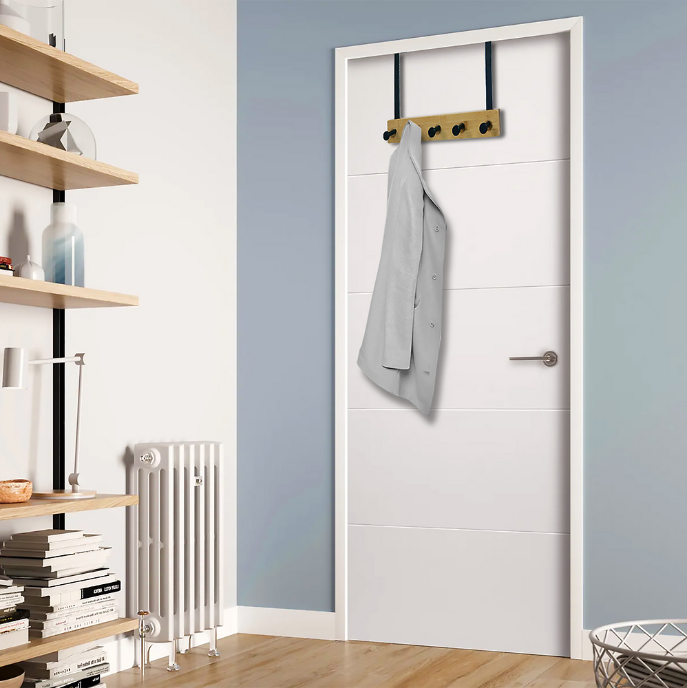 KARAKO patère de porte design noir/bambou