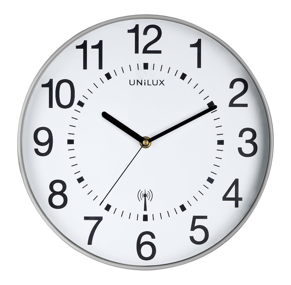 MAXI WAVE horloge murale radio controlled gris métal