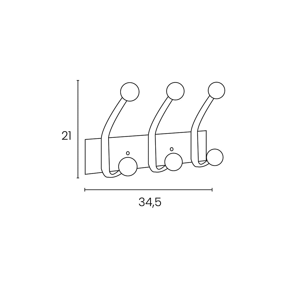 HAKEA 3 patère porte manteaux metallique gris métal