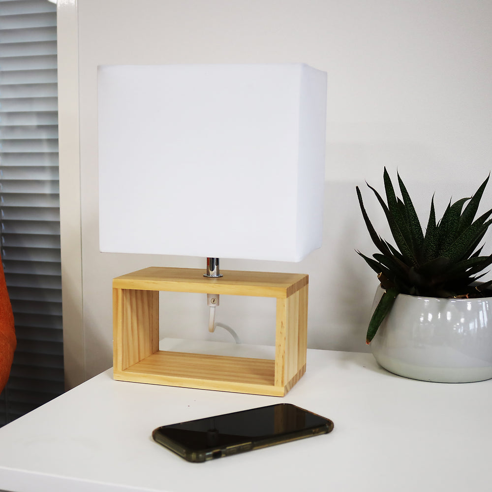 DEKO lampe à abat-jour blanc/bois