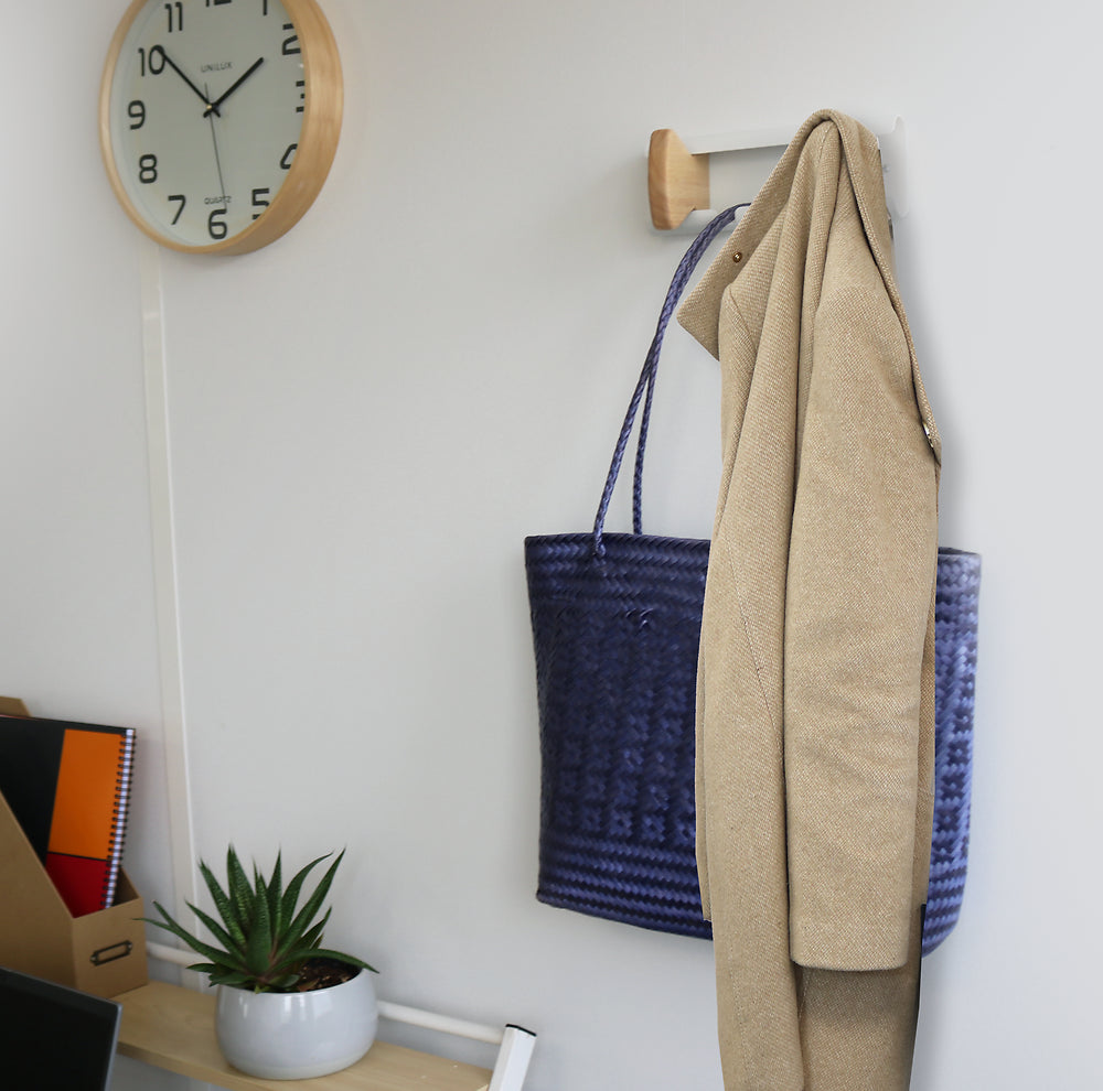 AURORA 2 patères métallique blanc/hêtre