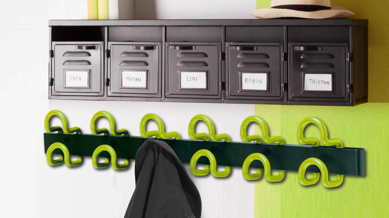 FIL multiple 6 patère portemanteaux vert