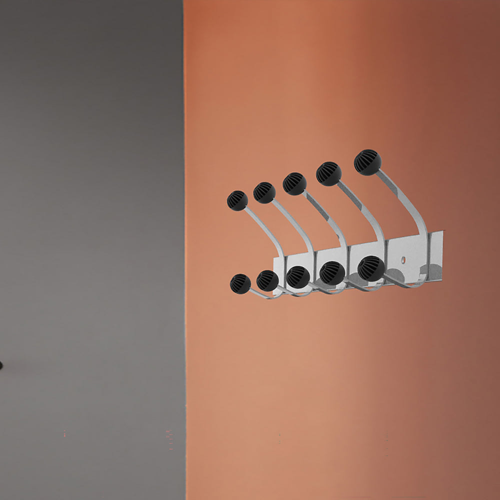 HAKEA 5 patères porte manteaux  métalliques gris métal