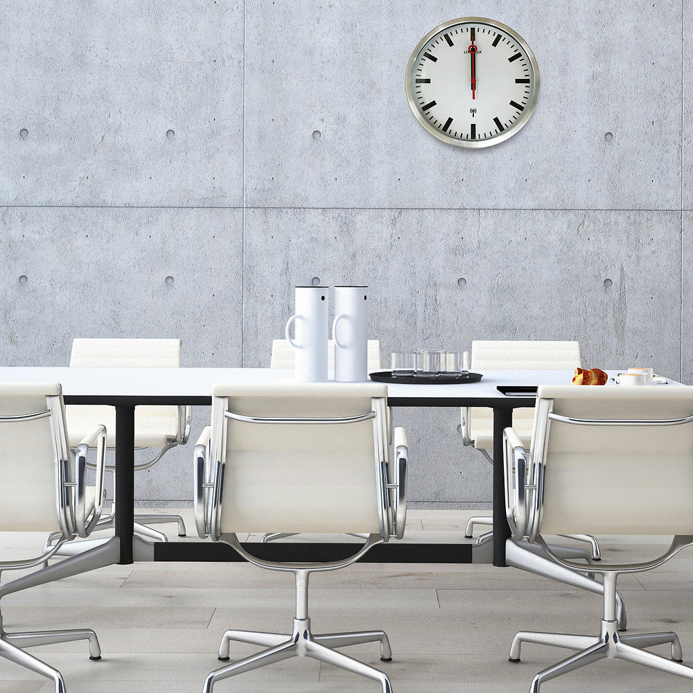 STATION horloge murale silencieuse gris métal