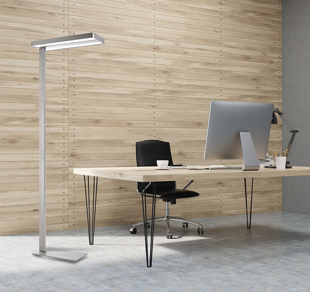 LIXUS lampadaire LED éclairage direct et indirect gris métal