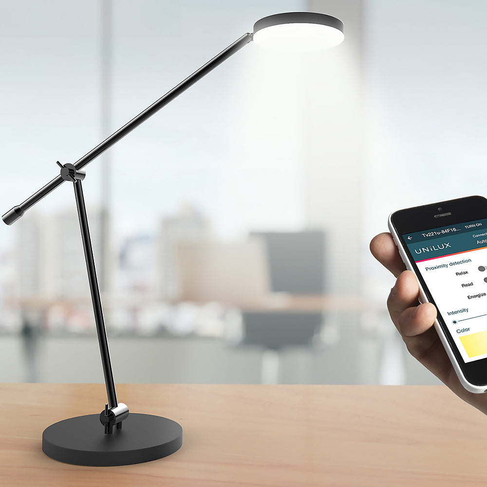 SUNLIGHT lampe de bureau connectée LED noir/chrome
