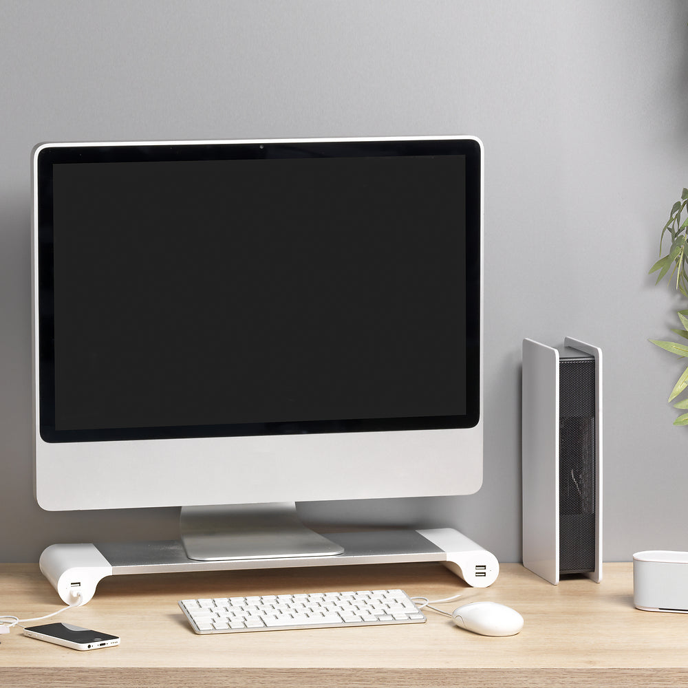 STUDY support ordinateur blanc / gris métal