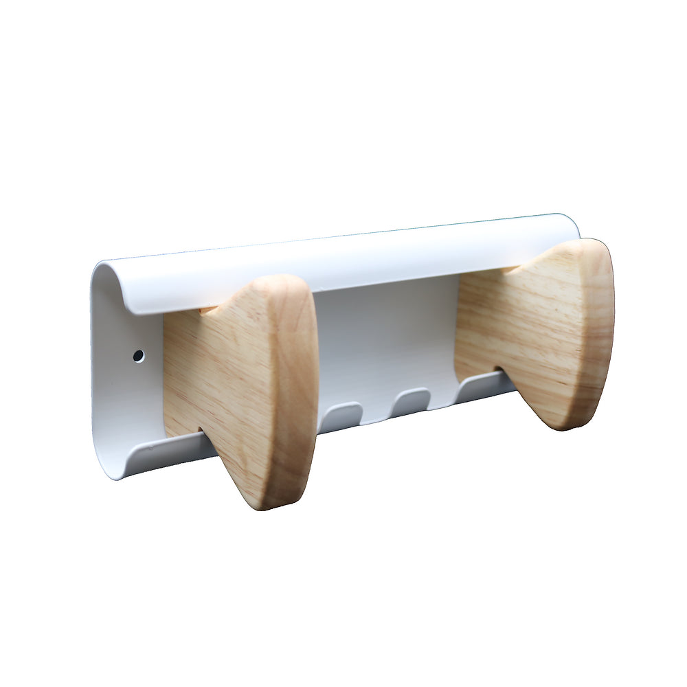 AURORA 2 patères métallique blanc/hêtre