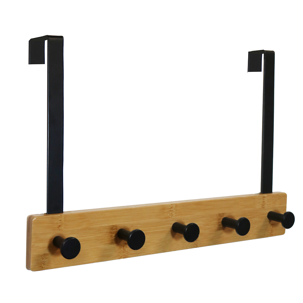 KARAKO patère de porte design noir/bambou