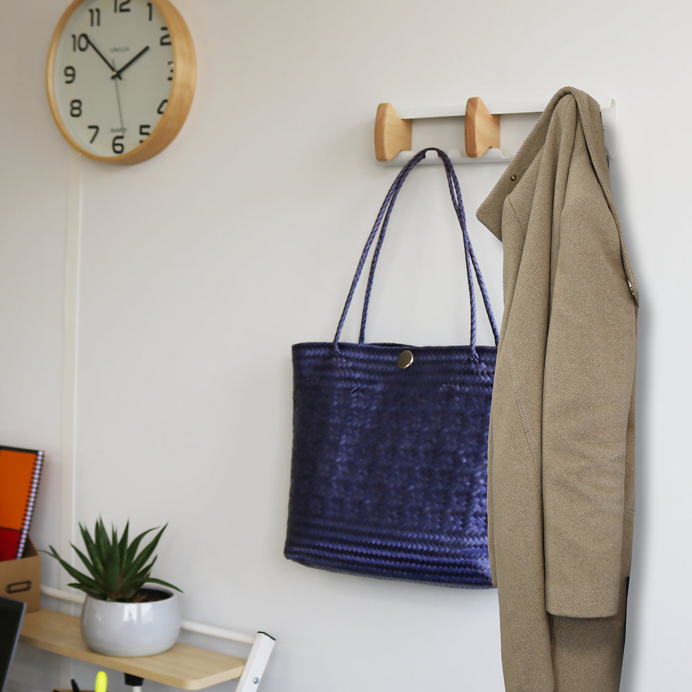 AURORA 3 patères métallique blanc/hêtre