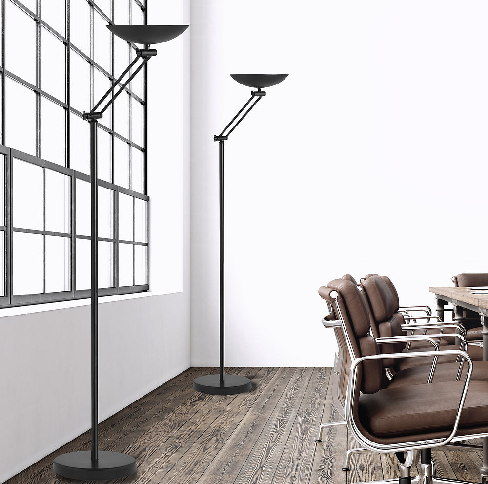 FIRST LED lampadaire articulé à éclairage indirect noir